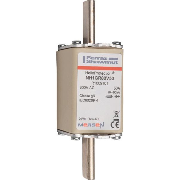 Mersen - Messersicherung Sicherungseinsatz NH1GR80V50 50A Gr.1 AC800V sfü − 3 Stück