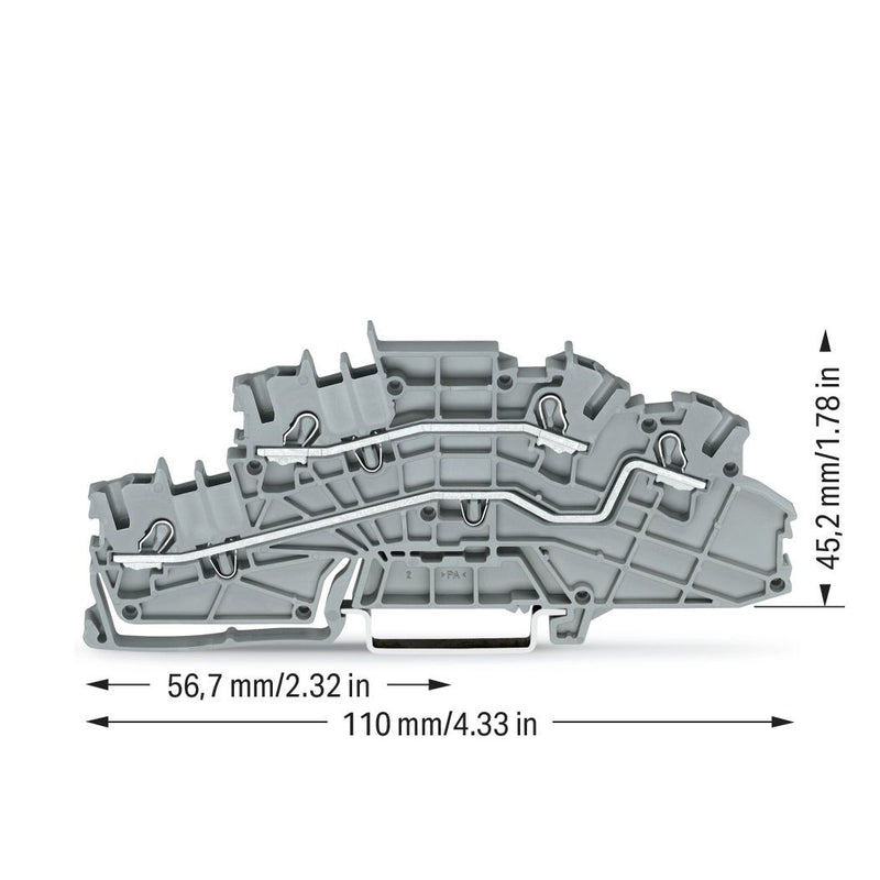 WAGO - Installations-Etagenklemme Installationsetagenklemme 2003-6642 4mm² grau L/L