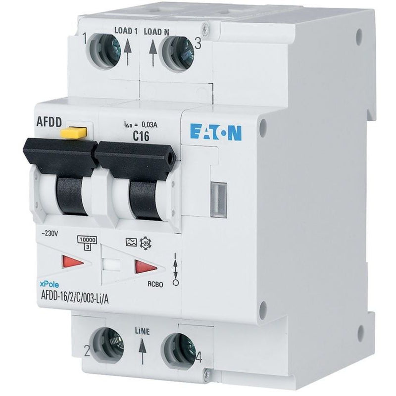 Eaton - Kombination FI-Schalter/Leitungsschutzschalter mit Zusatzeinrichtung Brandschutzschalter AFDD-13/2/B/003-F 2p, B13A, 30mA, TypF