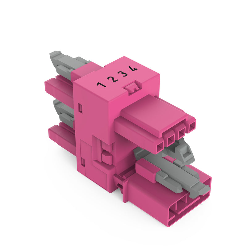 WAGO - Kompaktverteiler für steckbare Gebäudeinstallation 3-fach-Verteiler 4-polig 890-1736 Kod. B,pink − 50 Stück