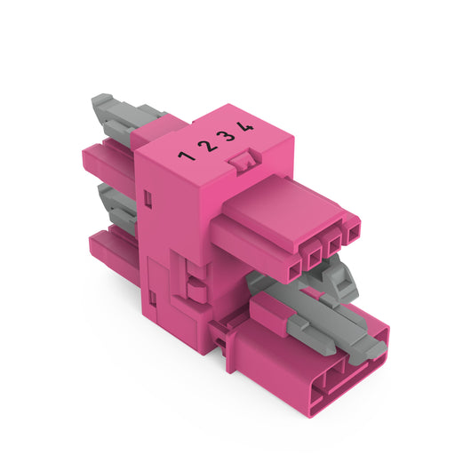 WAGO - Kompaktverteiler für steckbare Gebäudeinstallation 3-fach-Verteiler 4-polig 890-1736 Kod. B,pink − 50 Stück