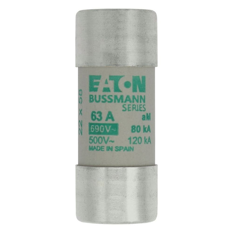 Eaton - Zylindrische Sicherung Sicherungseinsatz Nieders. CYLINDRICA#C22M63 63A AC 690V 80kA − 10 Stück