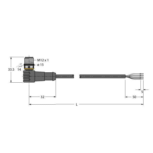 Turck - Konfektioniertes Sensor-Aktor-Kabel Aktuator- u. Sensorleitung WSC4.4T-0.3/TEL PVC