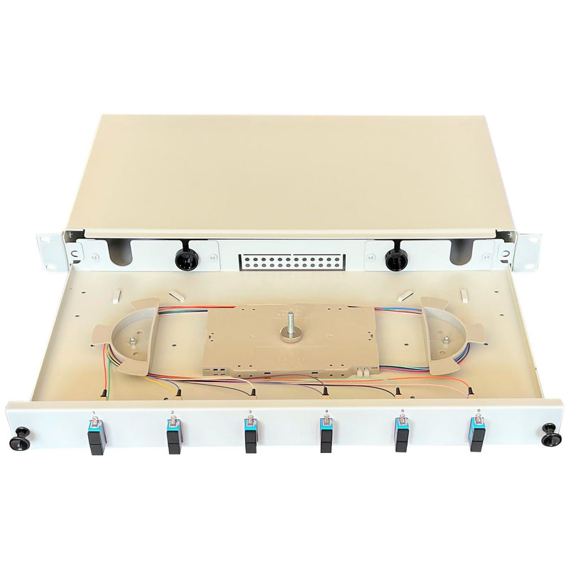 Paschke - Patchpanel LWL Spleissbox ausziehbar 19" 443705AQ-06SA 6xSCd OM3 AQUA