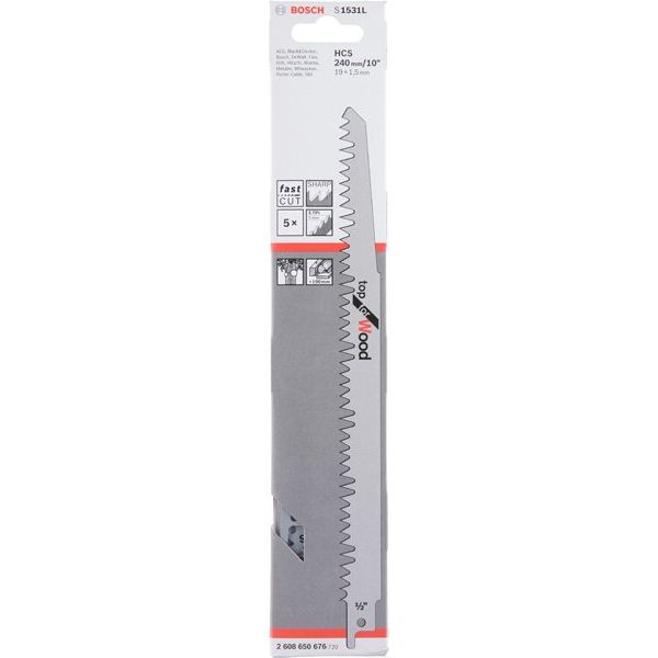 Bosch - Säbelsägeblatt Top for Wood, 5er-Pack 2608650676