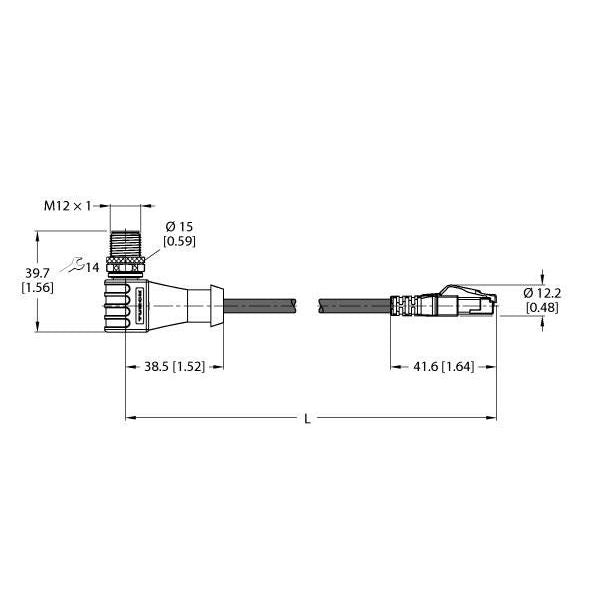 Turck - Rundsteckverbinder, feldkonfektionierbar (Industriesteckverbinder) Verbindungsleitung WSSD-RJ45S-4422-5M