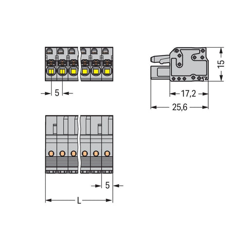 WAGO - Kabelsteckverbinder für Leiterplattensteckverbinder 1-Leiter-Federleiste 2231-117/102-000 Push-inCAGECLAMP,gr − 25 Stück
