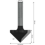 Bosch - Fräser PRO Spitznutfräser, 90° x 2608629680 31,8, Schaft 8 mm