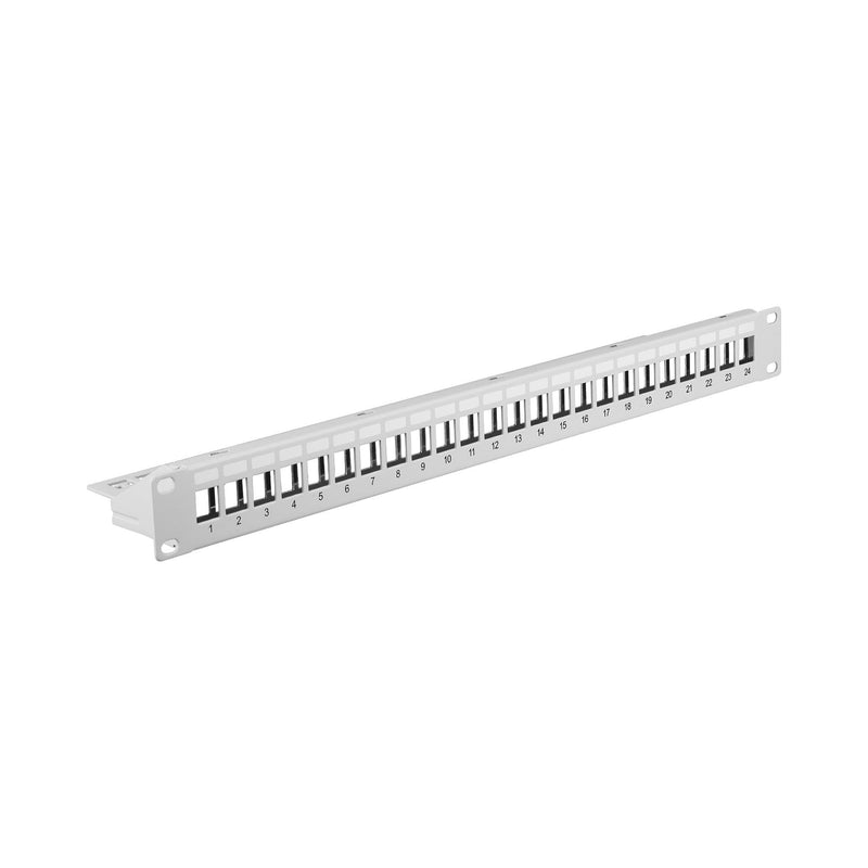 EFB-Elektronik - Frontpanel/Patchpanel leer (Schaltschrank) Verteilerfeld 19" 1HE 37578.1V2 24-Port, RAL 7035
