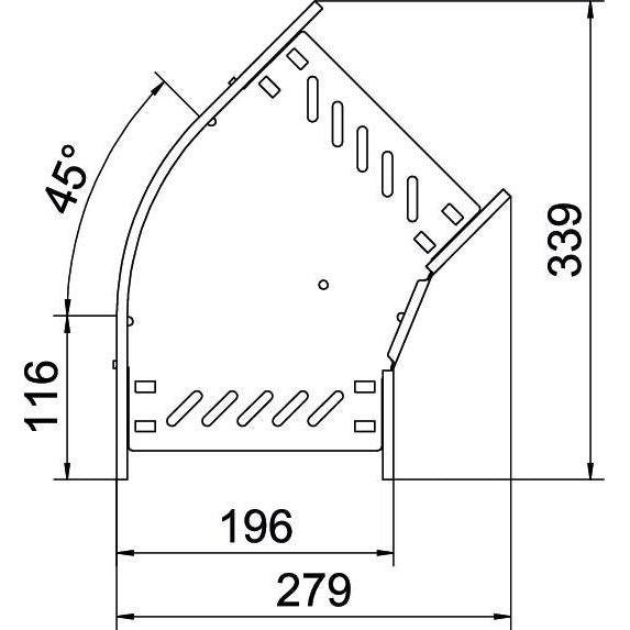 OBO Bettermann - Bogen für Kabelrinne Bogen 45 Grad RB 45 620 FS 60x200 bandverzinkt − 1 Stück