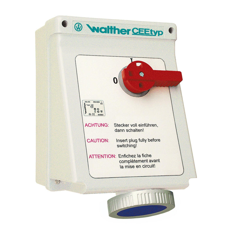 Walther Werke - CEE-Steckdose abschaltbar, abgesichert (IEC 60309) Wandsteckdose 32A AE139304 3P 110V 4h IP67