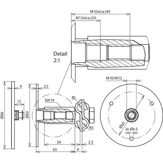 DEHN - Erdungsfestpunkt Erdungsfestpunkt Typ M EFPMM1012V4A #478112 f.M10/M12 NIRO
