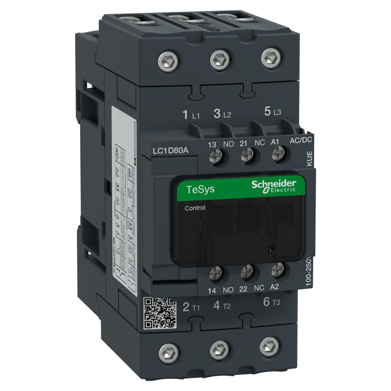Schneider Electric - Leistungsschütz zum Schalten von Wechselstrom Leistungsschütz LC1D 3p LC1D80AKUE 1S+1Ö,37kW,80A,400V