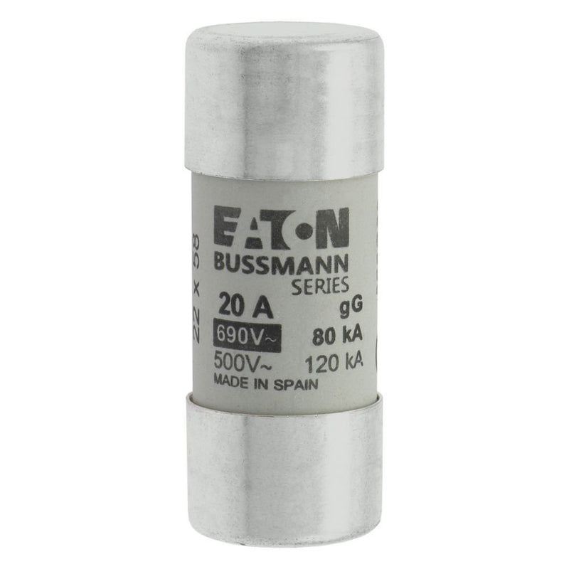 Eaton - Zylindrische Sicherung Sicherungseinsatz Nieders. CYLINDRICA#C22G20 20A AC 690V 80kA − 10 Stück