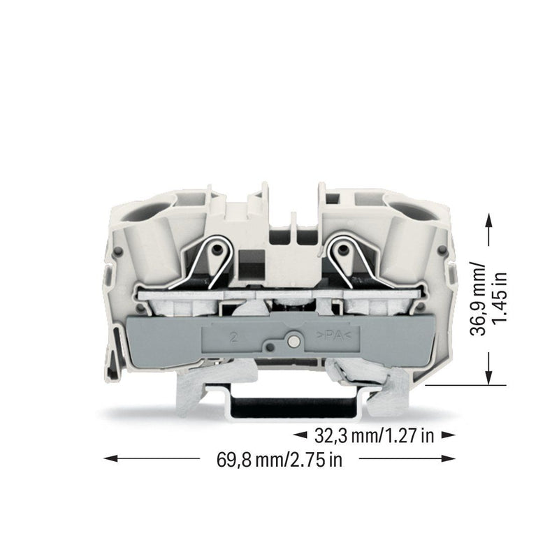 WAGO - Schutzleiter-Reihenklemme 2-Leiter-Schirmleiterklem. 2016-1208 16mm² − 20 Stück