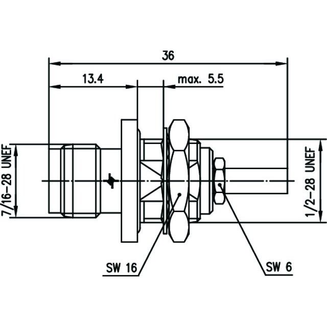 Telegärtner - Koax-Steckverbinder TNC-Einbaubuchse 50Ohm 100023770 lt/cr, längsdicht,G7