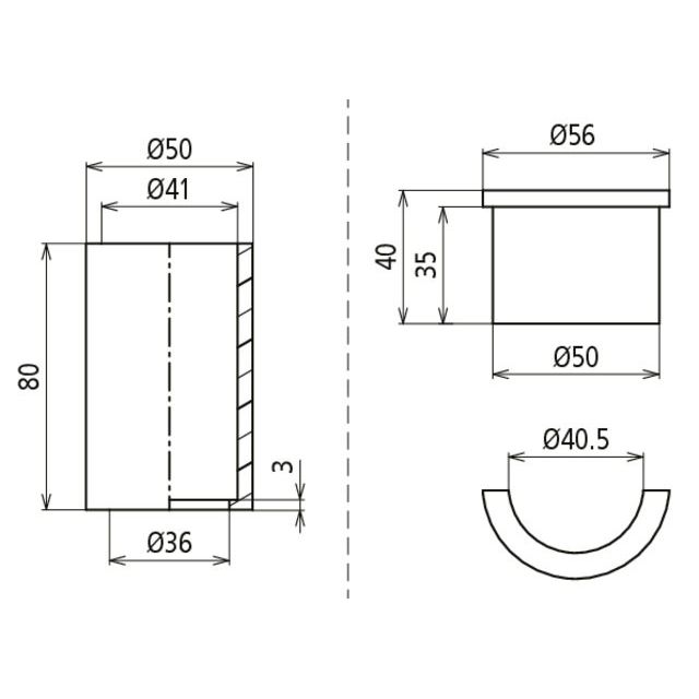 DEHN - Zubehör/Ersatzteile für Erdung und Blitzschutz Adapterset zur Reduzierung RED D40 V2A DBS VBS von D 50mm auf D 40m
