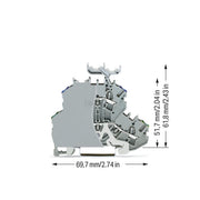 WAGO - Schutzleiter-Reihenklemme Doppelstockklemme 2002-2247/099-000 Abschlussplatte,grau − 50 Stück