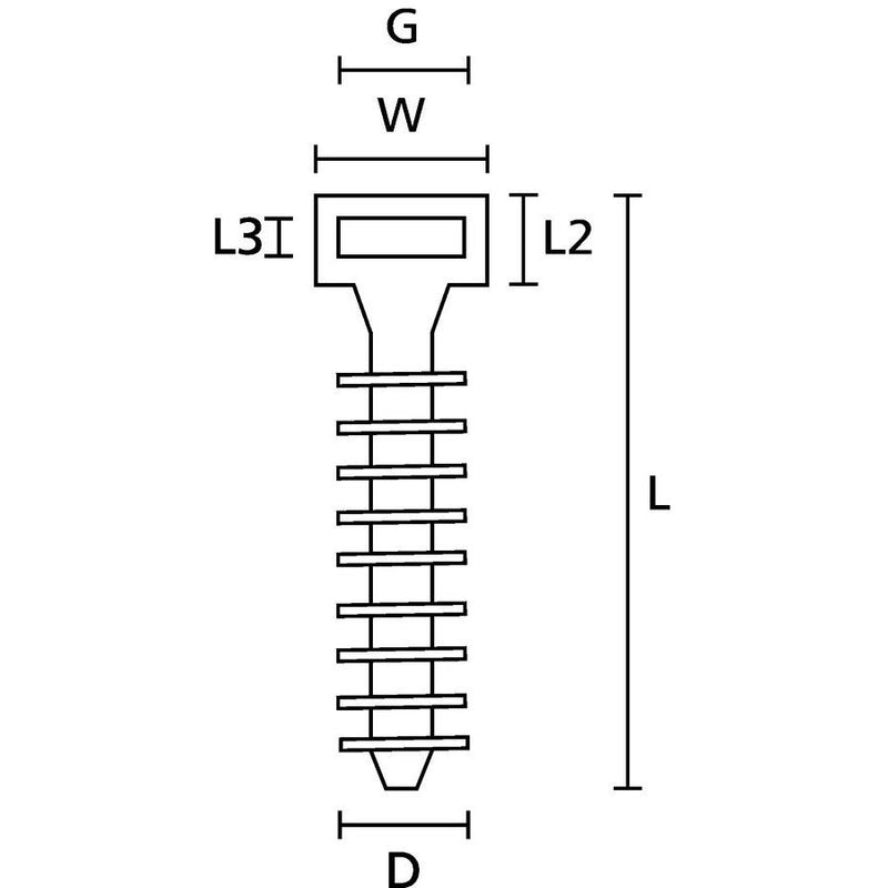 HellermannTyton - Befestigungssockel und -element für Kabelbinder Wanddübel LOK01-PA11-BK (100) PA11 schwarz − 100 Stück