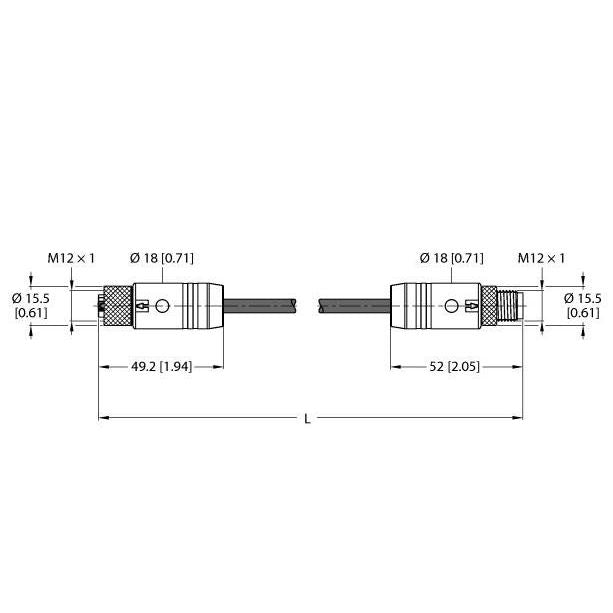 Turck - Rundsteckverbinder, feldkonfektionierbar (Industriesteckverbinder) Verbindungsleitung RKS54PLB2RSS54PLBTXG