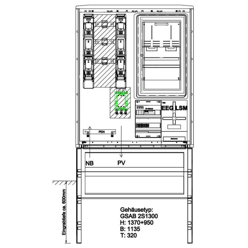 GSAB Elektrotechnik - Zähler-Komplettschrank Wandlermessung 33.W250.AR-01 LEW 250A