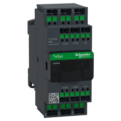 Schneider Electric - Leistungsschütz zum Schalten von Wechselstrom Schütz 3P 18A Ac3 24-60V LC1D18ABNE Ac/Dc Snapin