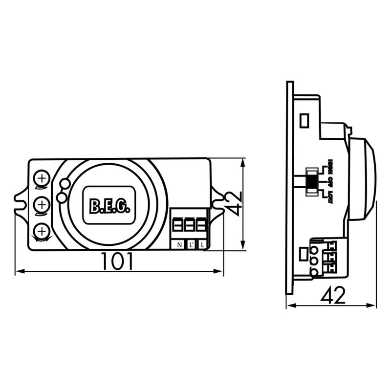 BEG Brück Electronic - Bewegungsmelder/Präsenzmelder komplett Hochfrequenzmelder HF-MD1