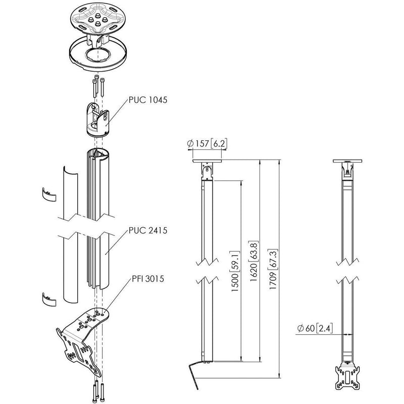 Vogels - Halterung für Audio-/Videosysteme Einzelprofil VESA 100x100 CT241511 si Connect-It,150cm