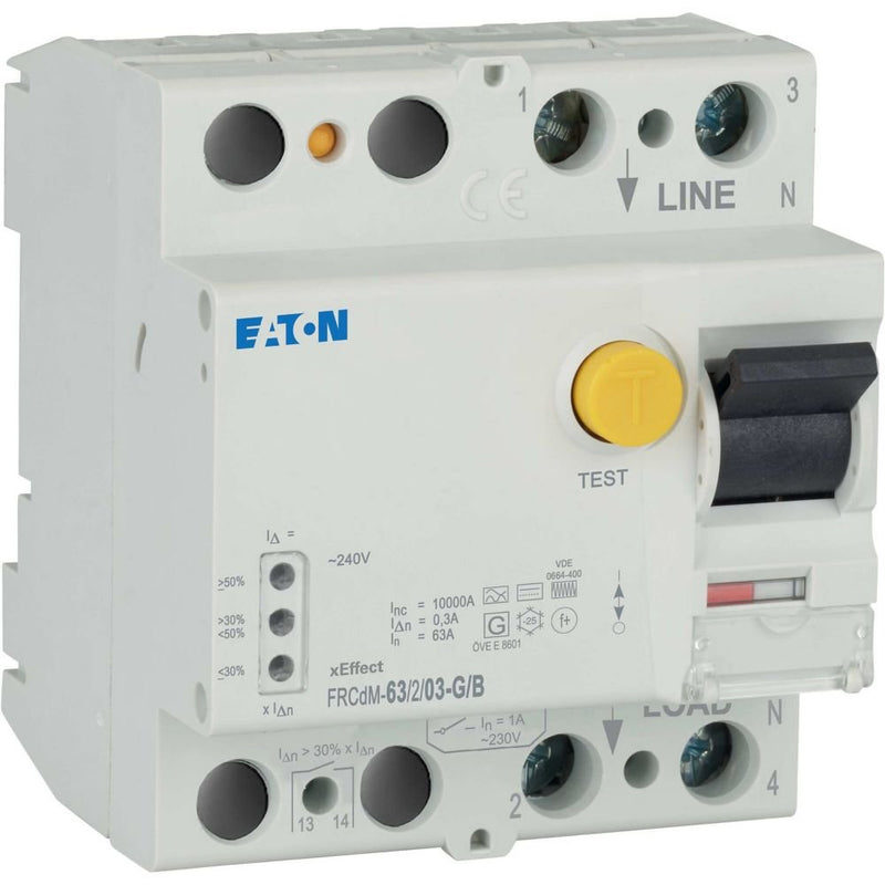 Eaton - Fehlerstrom-Schutzschalter Digitaler FI-Schalter FRCdM-63/2/03-G/B 63A,2p,300mA,TypG/B