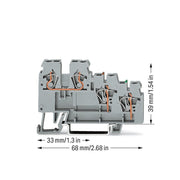 WAGO - Initiator/Aktor-Reihenklemme 3-Leiter-Aktorenklemme 270-585 0,08-2,5mmq grau − 50 Stück