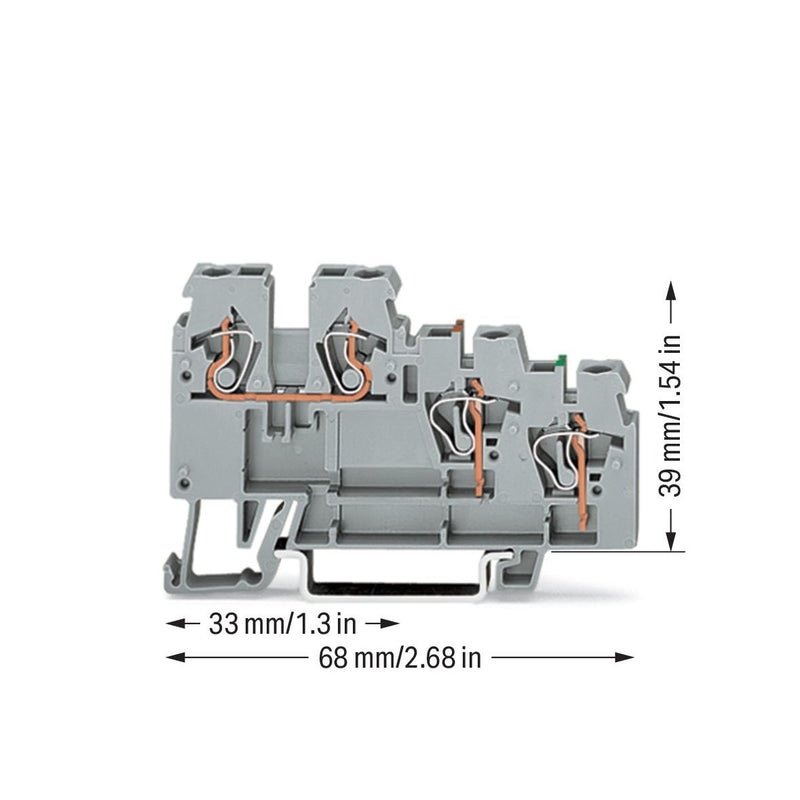 WAGO - Initiator/Aktor-Reihenklemme 3-Leiter-Aktorenklemme 270-585 0,08-2,5mmq grau − 50 Stück