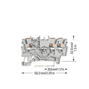 WAGO GmbH & Co. KG - Durchgangs-Reihenklemme 3-Leiter-Durchgangsklemme 2200-1301 1qmm, grau − 100 Stück