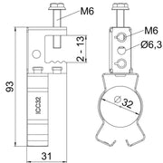 OBO Bettermann - Befestigungsklammer Trägerschraubklammer SKS 213 D32 30-32 mm − 50 Stück