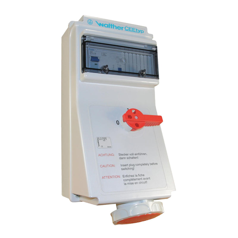 Walther Werke - CEE-Steckdose abschaltbar, abgesichert (IEC 60309) Wandsteckdose AL130509TJ 32A 5P 9h m.4-p.Aus