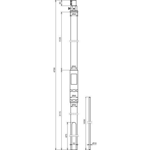 DEHN - Zubehör/Ersatzteile für Erdung und Blitzschutz Stützrohr SRD504700FS #105338 D 50mm L 4700mm