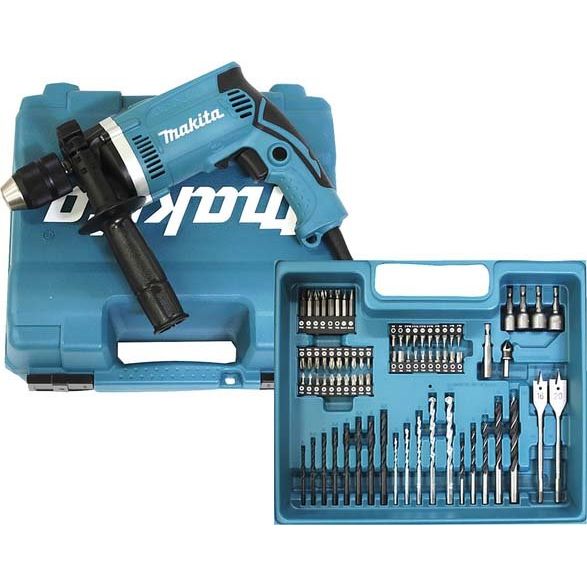 Makita - Schlagbohrmaschine (elektrisch) Schlagbohrmaschine HP1631KX3 710W +74tlg. Zubehör