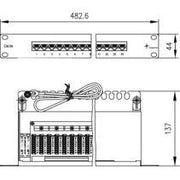 Telegärtner - Patchpanel Kupfer 19Z-Panel MPP24-H CAT.5E 100007024 1HE ungesch. RAL7035