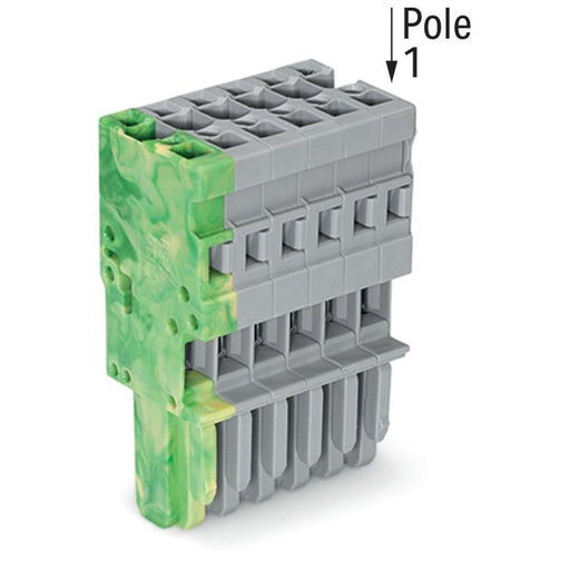 WAGO - Ein- und mehrpolige Klemmenleiste 1-Leiter-Federleiste 769-106/000-037 4mm²,gr/gn-ge − 25 Stück