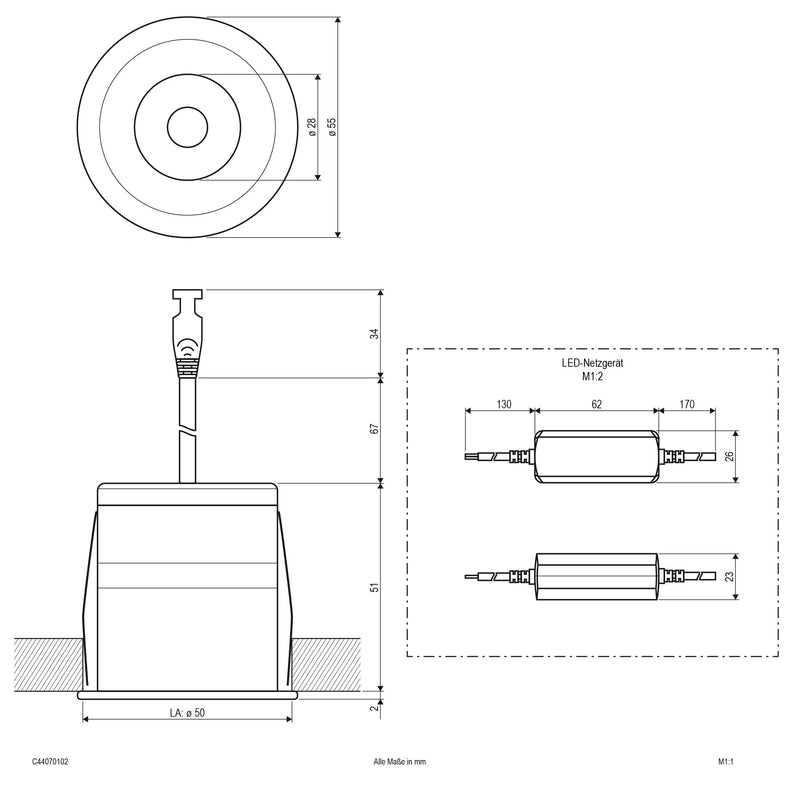EVN Lichttechnik - Downlight/Strahler/Flutlicht LED-Downlight C44070102 dimmbar, IP44