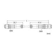 WAGO - Konfektioniertes Sensor-Aktor-Kabel Sensor-/Aktorleitung M8Bu. 756-5201/030-020 axial,M8-St., axial − 1 Stück