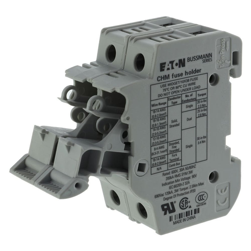 Eaton - Halter für zylindrische Sicherung Sicherungshalter Niedersp. 2Pole 30A #CHM2DU 32A AC 690V 2polig − 6 Stück