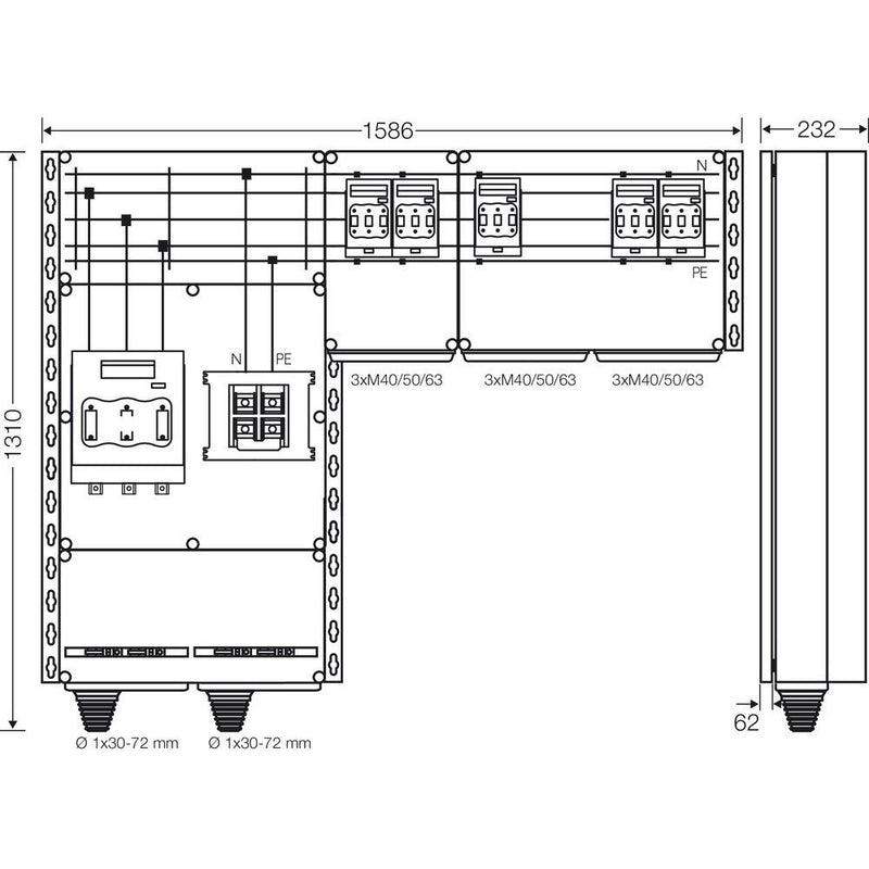 Hensel - Sicherungslasttrennschalter mit Gehäuse PV-Wechselrichter-Sammler Mi PV 7357 350kVA, 3-phasig