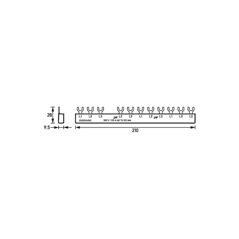 Doepke - Phasenschiene EV-S G 3/N.8.120 3-polig, 12 TE, 63 A