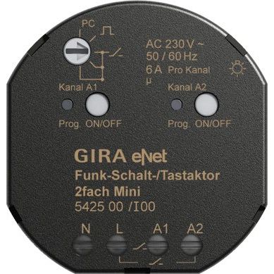 Gira - Bussystem-Schaltaktor Funk Schalt-/Tastaktor 542500 Mini 2fach