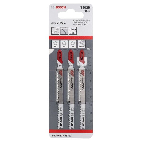Bosch - Stichsägeblatt PRO Plastics PVC clean 2608667445 T102H Stichsägeblatt