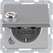Berker - Steckdose SCHUKO-Steckdose alu/mt 47636084 Steckklemme, Schloss