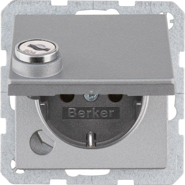 Berker - Steckdose SCHUKO-Steckdose alu/mt 47636084 Steckklemme, Schloss