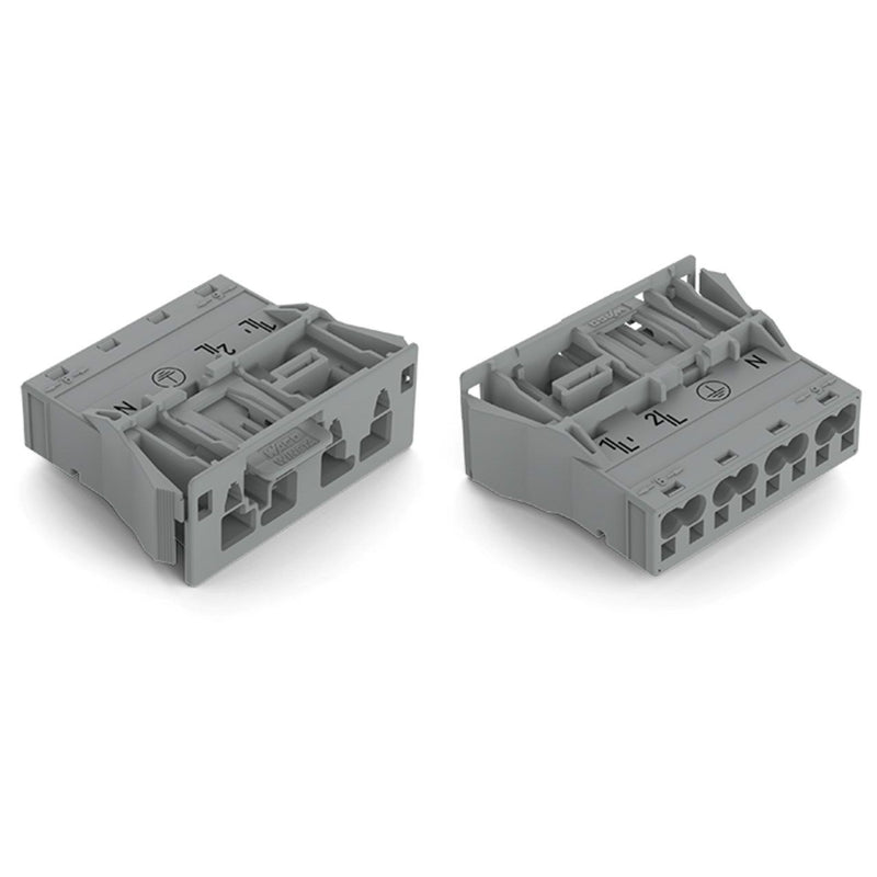 WAGO - Geräteanschluss für steckbare Gebäudeinstallation Snap-In-Stecker 770-754/060-000 4-polig,Kod. B,grau − 100 Stück