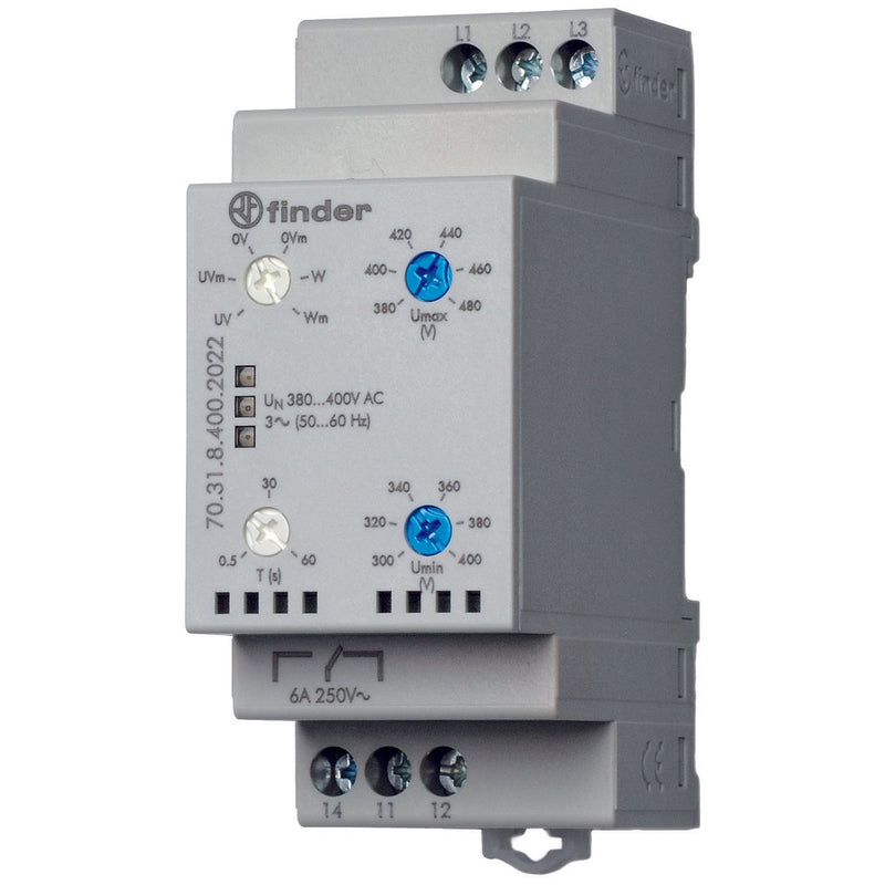 Finder - Phasenüberwachungsgerät 3-Phasenüberwachung 70.31.8.400.2022 380-415 V AC