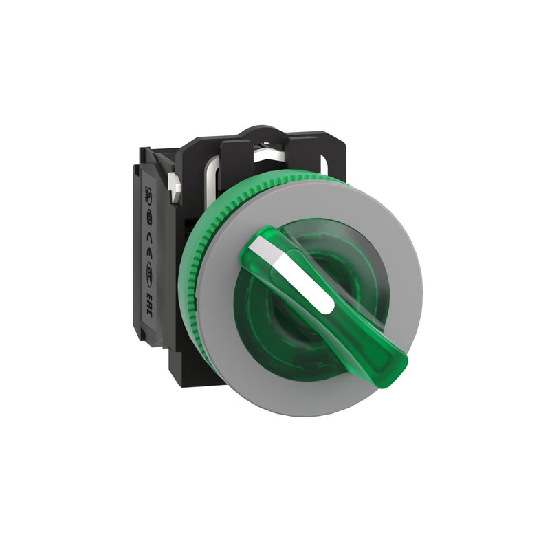 Schneider Electric - Wahlschalter, Komplettgerät Leuchtwahlschalter XB5FK123B5C0 gn,24V,1S+1Ö,in gr